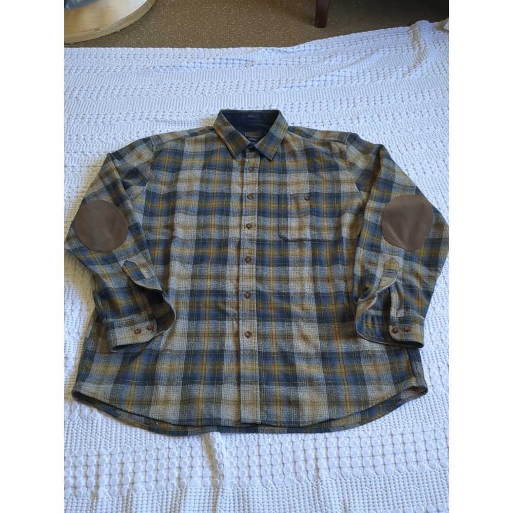 Pendleton Trail Shirt Elbow Patch Shadow Size Xl Plaid Button Up